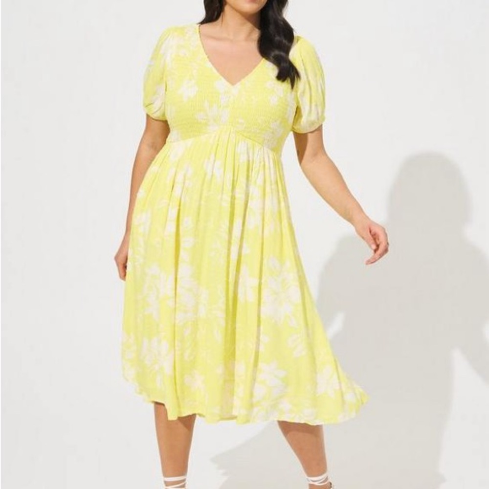 Elegant Yellow Floral Dress